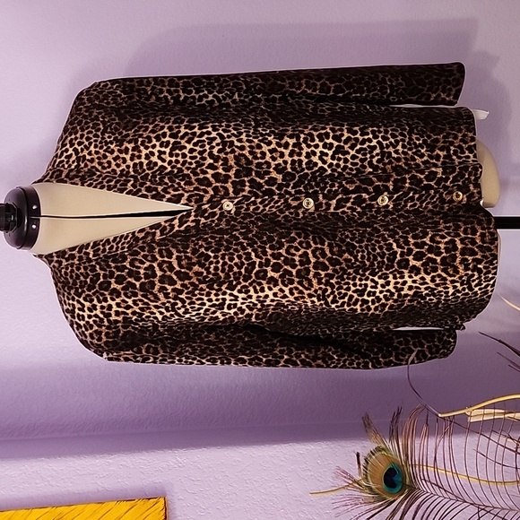 Michael Kors Animal Print Cardigan Sweater Top, Size Large - Picture 1 of 13